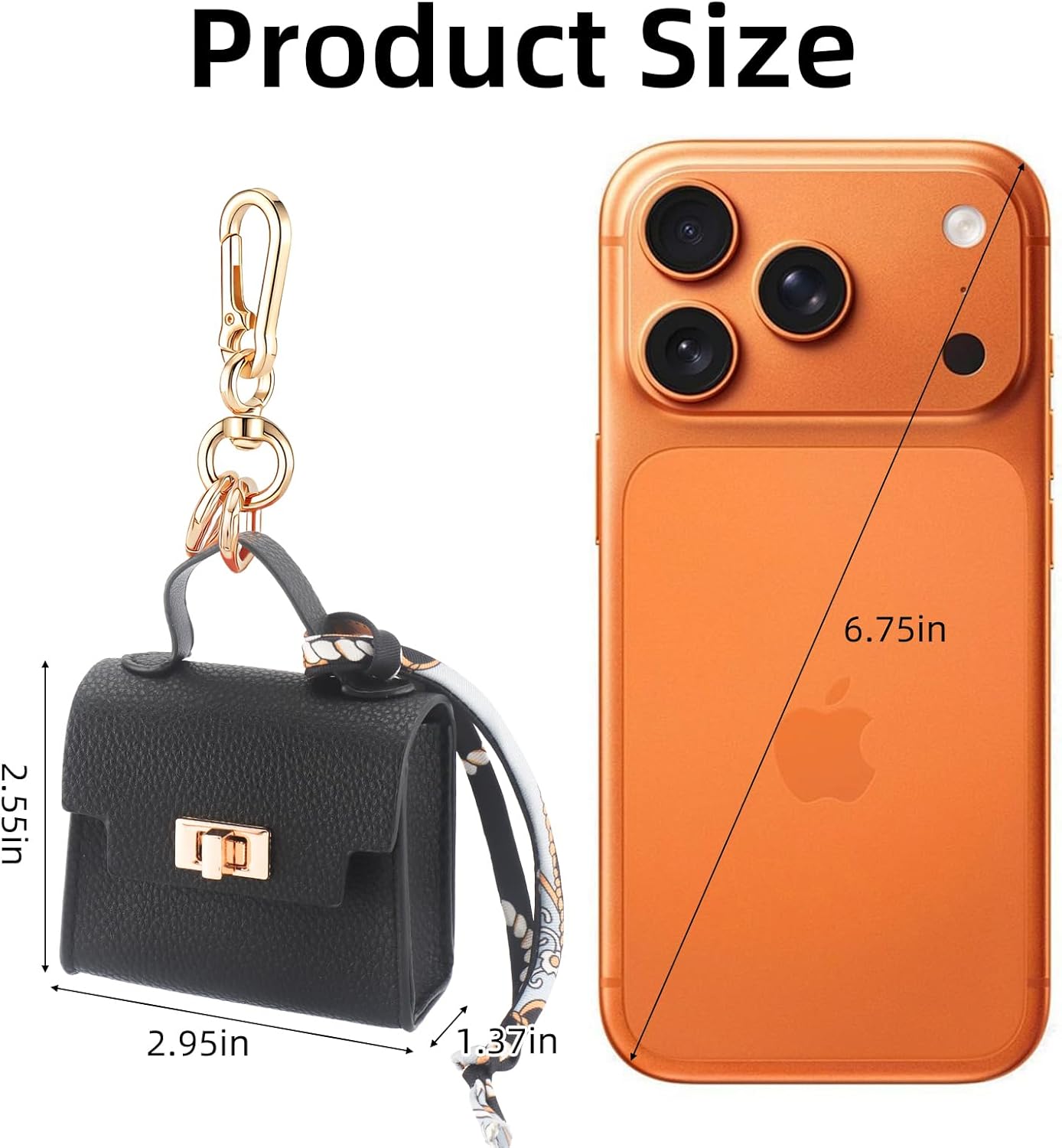 FENHIN Mini Backpack Keychain, Leather Small Coin Purse for Women, Cute Hand Bag Charms with Key Holder & Twist-lock (Black) - Image 3