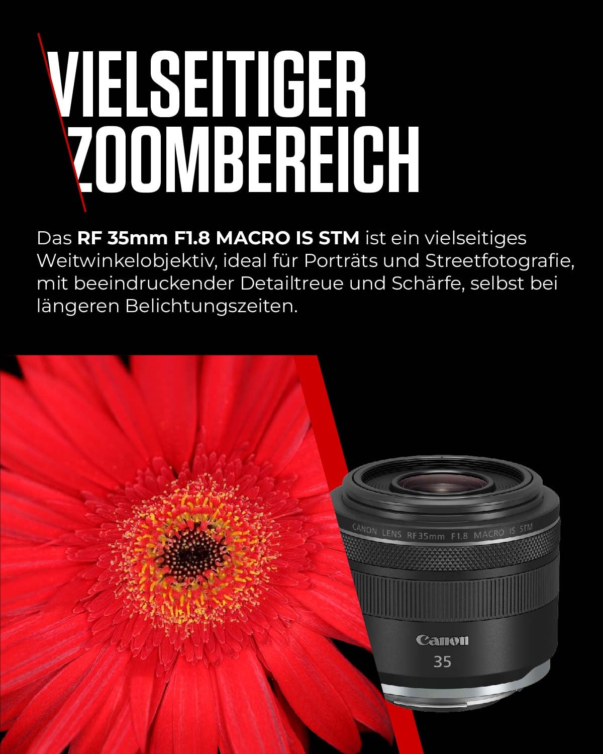Canon RF Objektiv 35mm F1.8 MACRO IS STM, Weitwinkel-Festbrennweite mit 5-Stufen-Stabilisator für Street, Reisen & Makro | Kompatibel mit EOS R System