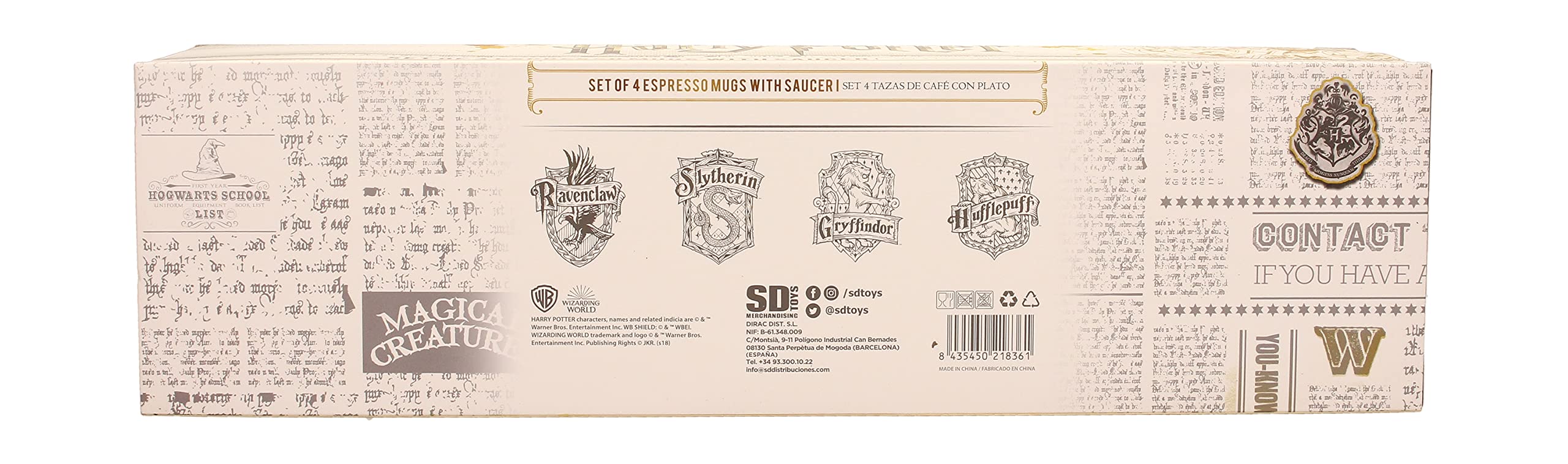 SD Toys - Tazze regalo con 4 stemmi Harry Potter, multicolore