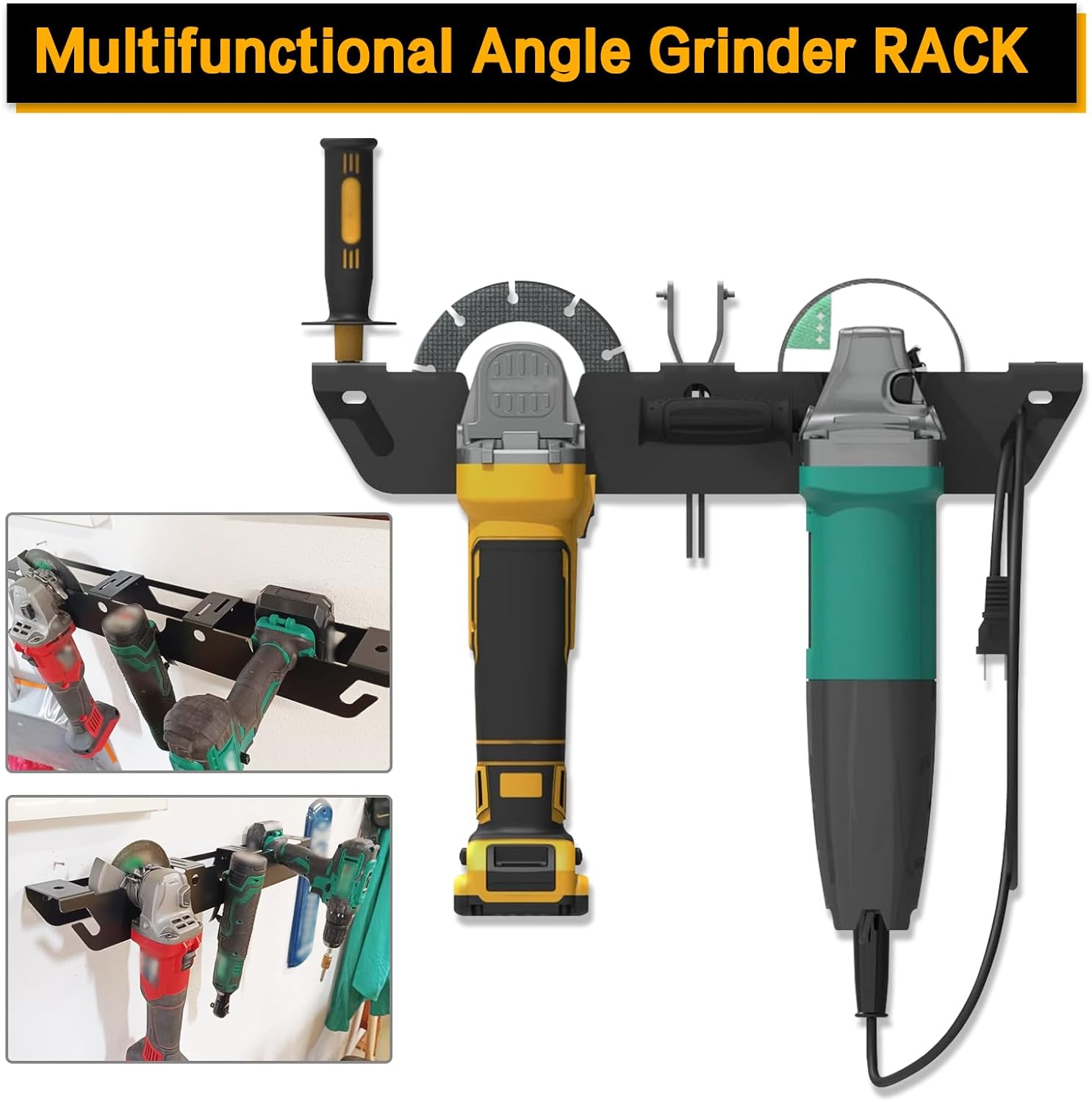 Heavy-Duty Tool Storage Rack for Wall Mount - Multi-Tool Organizer for Drills, Grinders, and Power Tools - Steel Material - Ideal for Garages, Workshops, and DIY Home Projects (2-Pack)