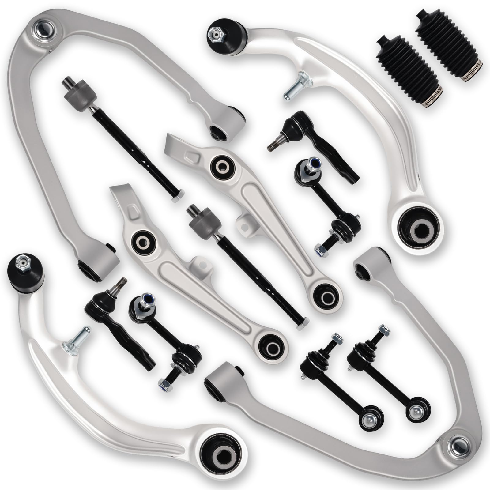16 szt. przedni górny dolny stabilizator wahacza koniec drążka kierowniczego drążek kierowniczy pasuje do Infiniti 2003 2004 2005 2006 G35, do Nissana 2003-2007 2008 2009 350Z K621690 K621936