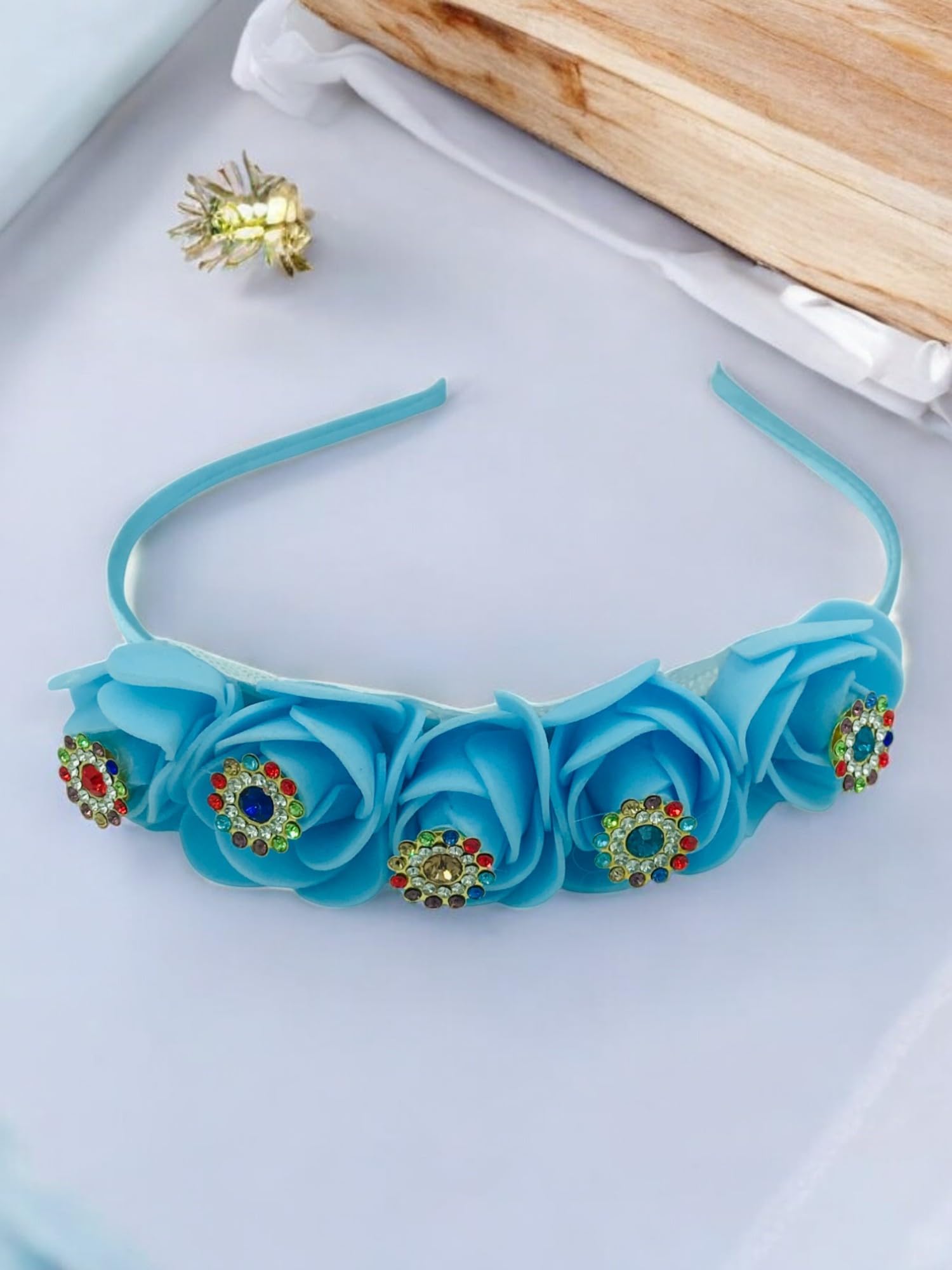™ Flower Hair Band For Baby Girls/Flower Head Band,Bridal Hair Band For Women Pack_1, Color_Sky Blue-image-43