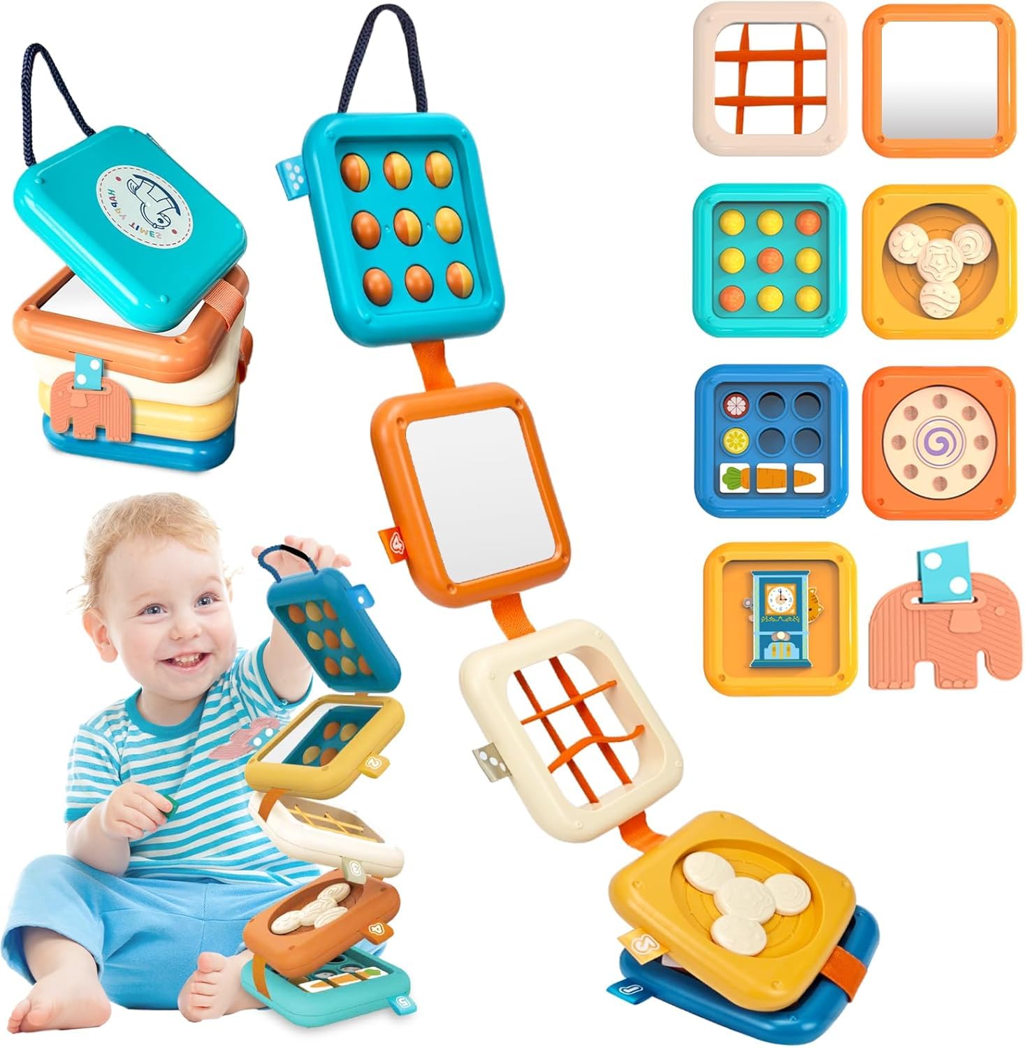 weirtoya Montessori Spielzeug ab 1 Jahr, Motorikwürfel, Busy Board ab 1 Jahr, Beschäftigung Im Flugzeug Kleinkind, Sensorik Spielzeug Baby, Geschenk für Kleinkinder Fördert Motorik und