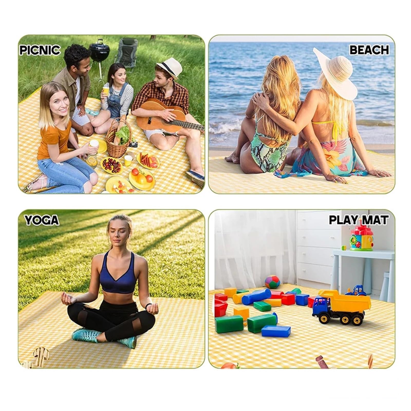 Tappetino da picnic impermeabile, portatile, per campeggio, a prova di umidità, per spiaggia e prateria, perfetto per picnic in famiglia e gite primaverili