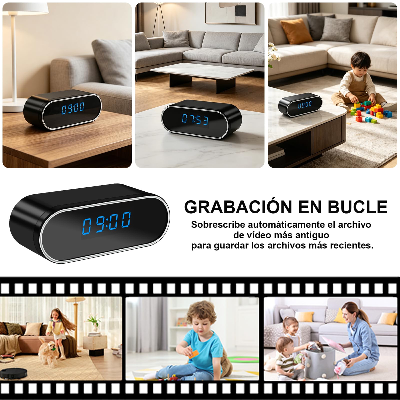 Cámara Oculta en Reloj, Cámara Espía Oculta con Wi-Fi 5G | Mini Cámara Oculta con WiFi de 120°, Visión Nocturna, Detección de Movimiento y Grabación en Bucle, Vista de la Aplicación