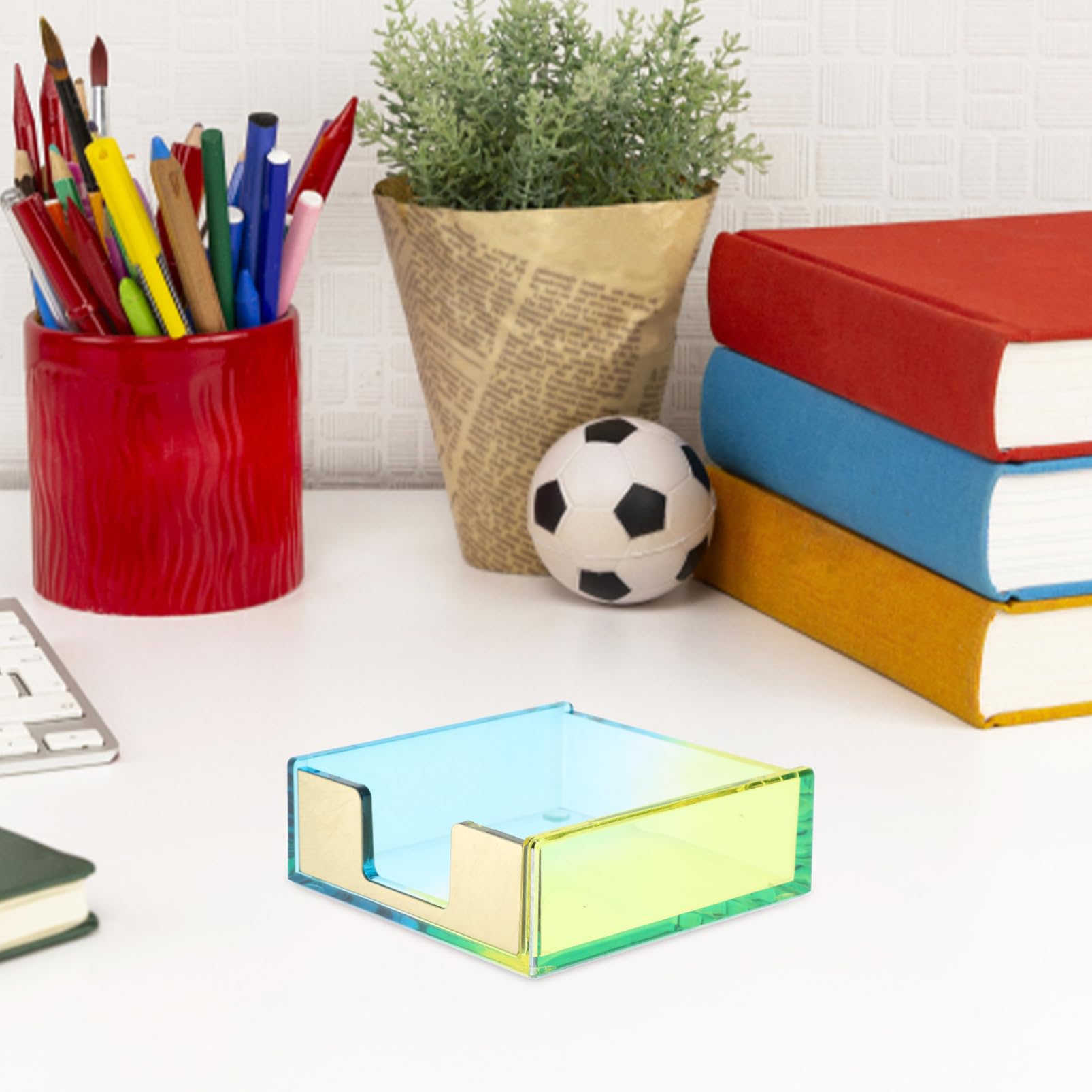 NUOBESTY 3pezzi Organizer Per Scrivania Acrilico Gradiente Porta Blocchi e Memo Contenitore Multiuso Per Forniture Ufficio e Decorazione Desktop Contenitore Per Note e Biglietti Da Visita