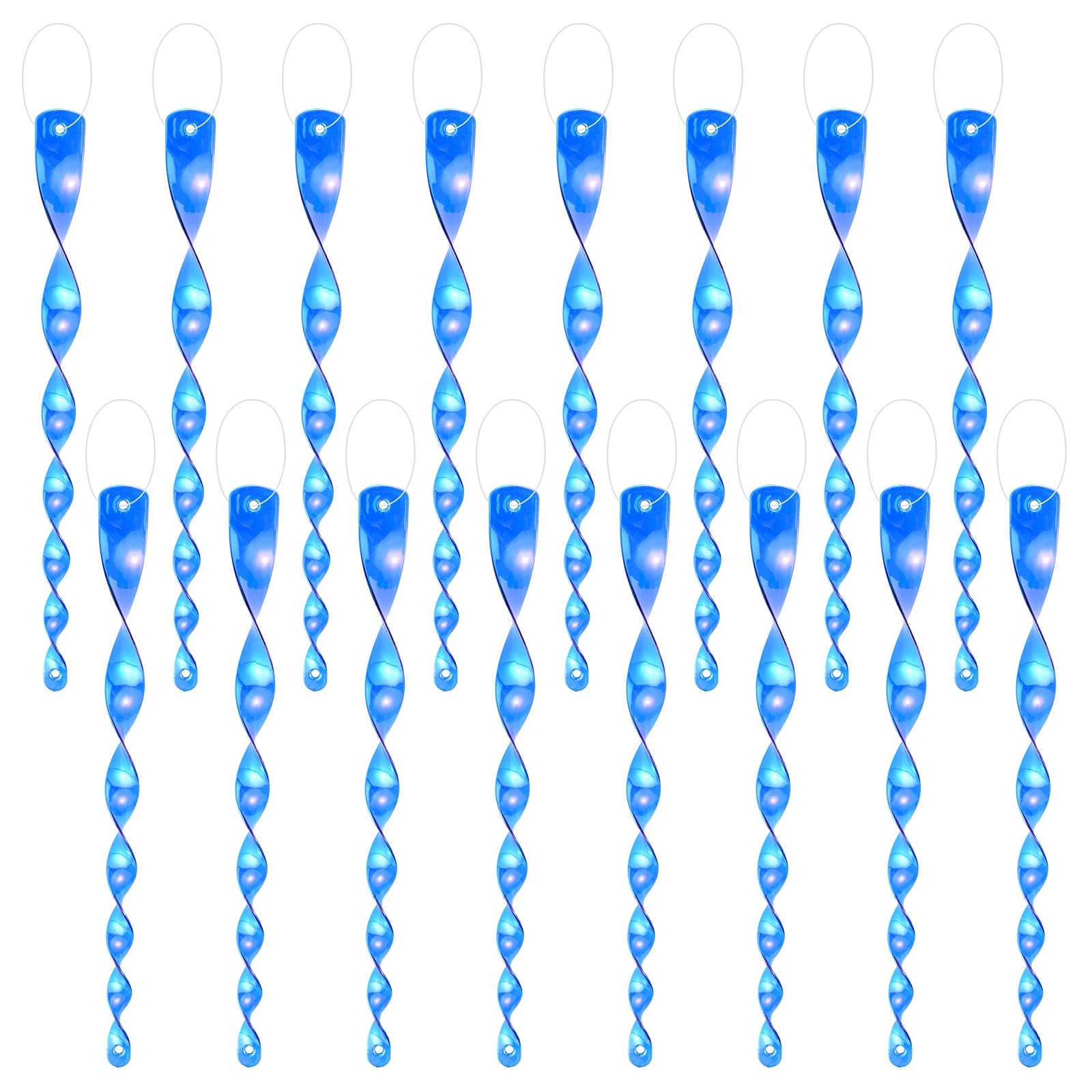 M METERXITY 16-Pack Bird Reflective Rods 11.5 Inch Spiral Bird Scare Rods Hanging Birds Deterrent Device for Yard/Patio/Garden/Farm/Decoration [Blue] — image 1