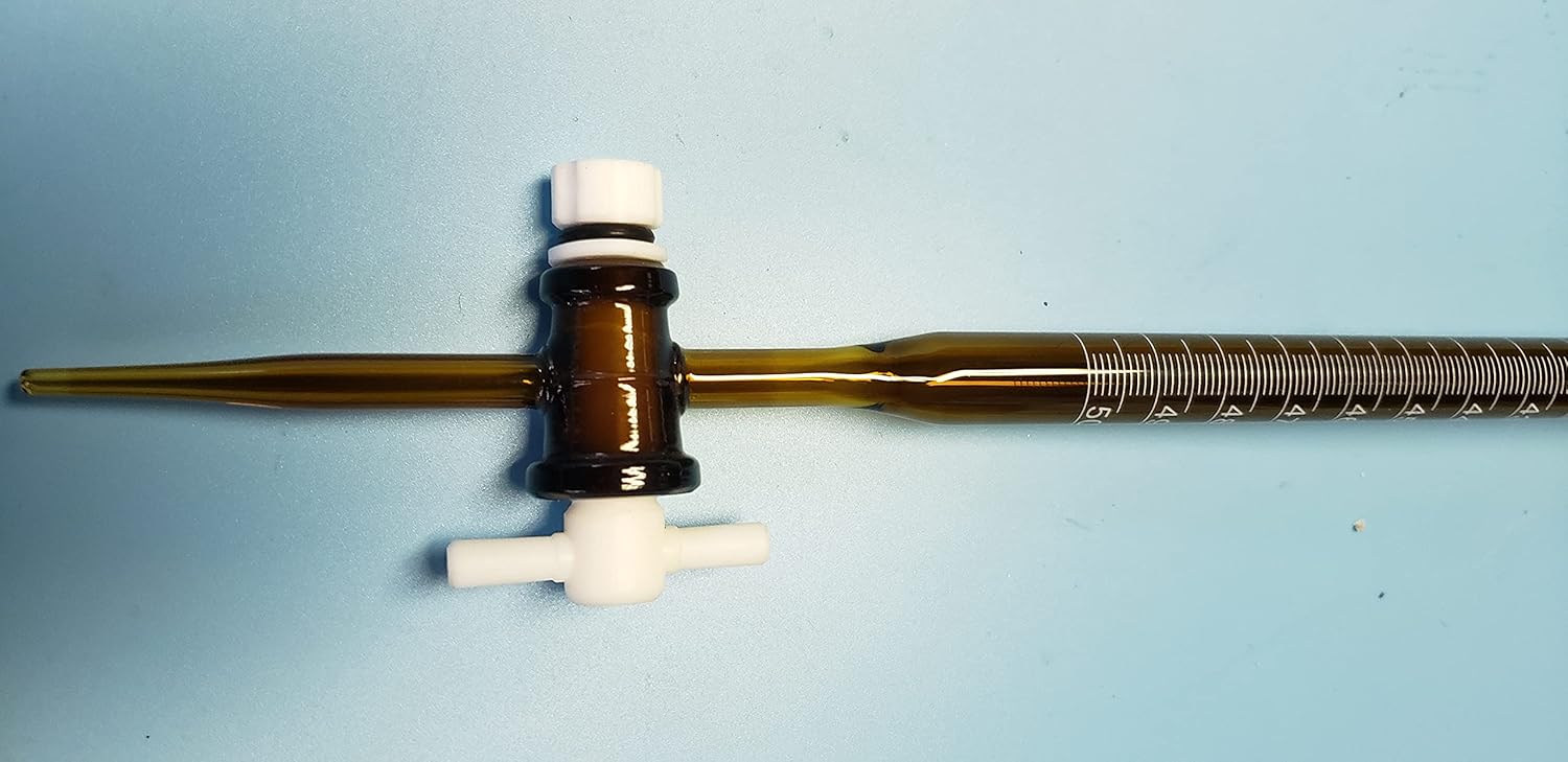 beyondsupply-Lab 50ml Amber Acid Borosilicate Glass Burette with PTFE Stopcock New