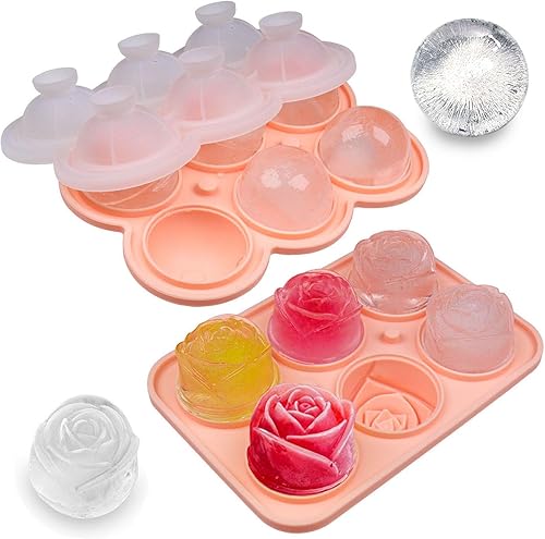 Miniatura 7 de Juego de moldes de hielo de silicona con formas divertidas, molde para cubitos de hielo con forma de corazón, bandeja redonda para cubitos de hielo,