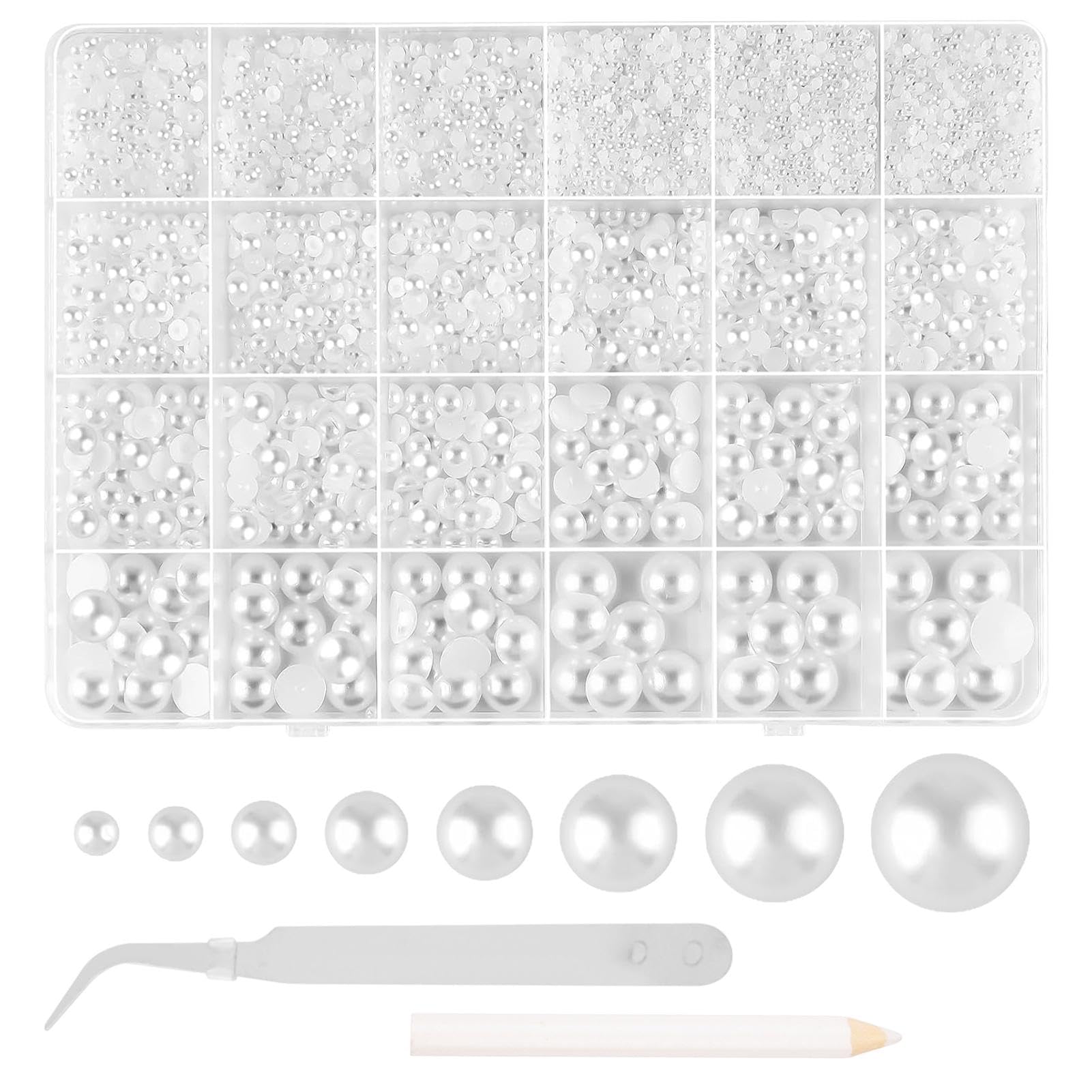 11120Pcs Flatback Pearl,8 Sizes,2/3/4/5/6/8/10mm Half Round Pearl Beads