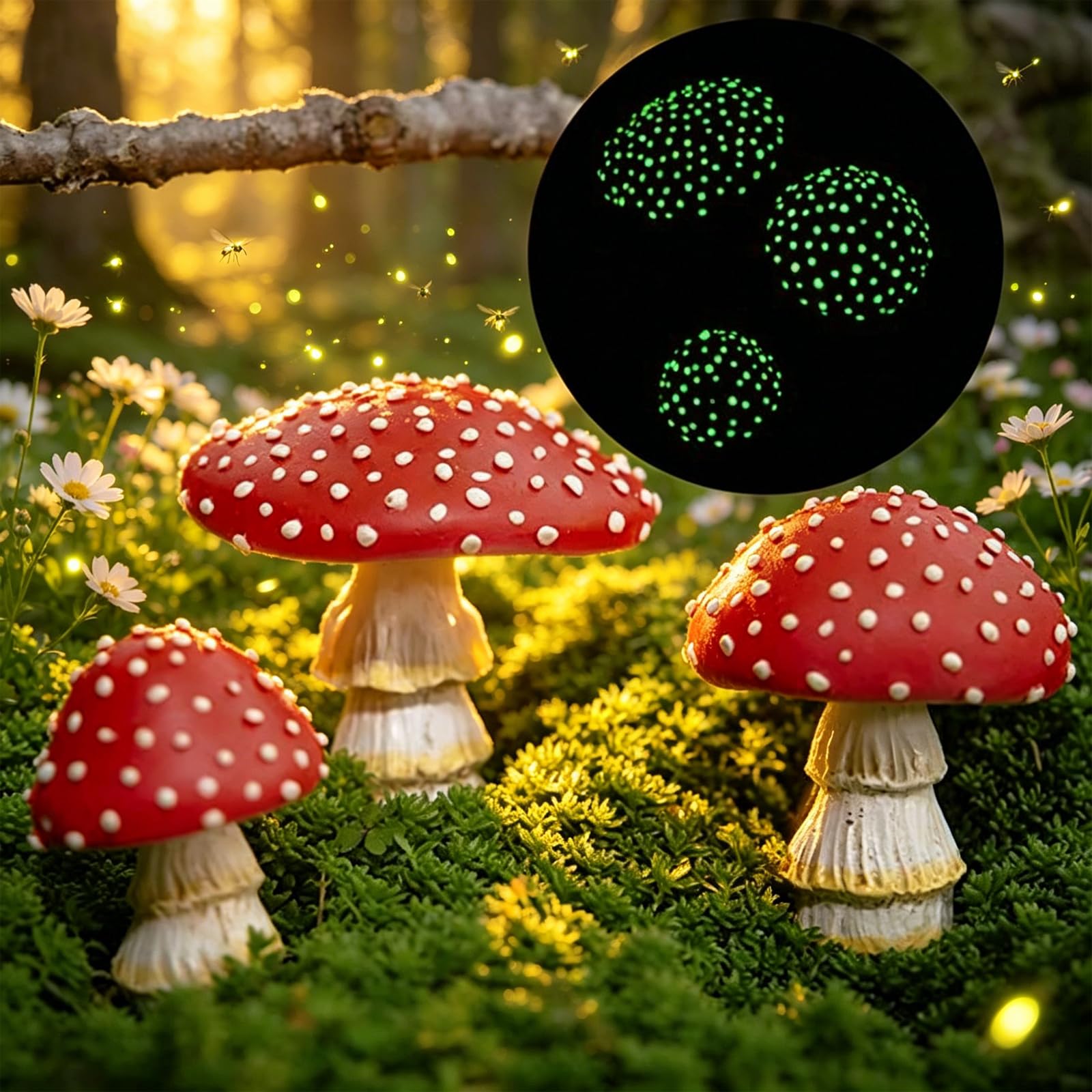 Norhogo 3-piece resin Garden Mushroom Decor for outdoor decoration