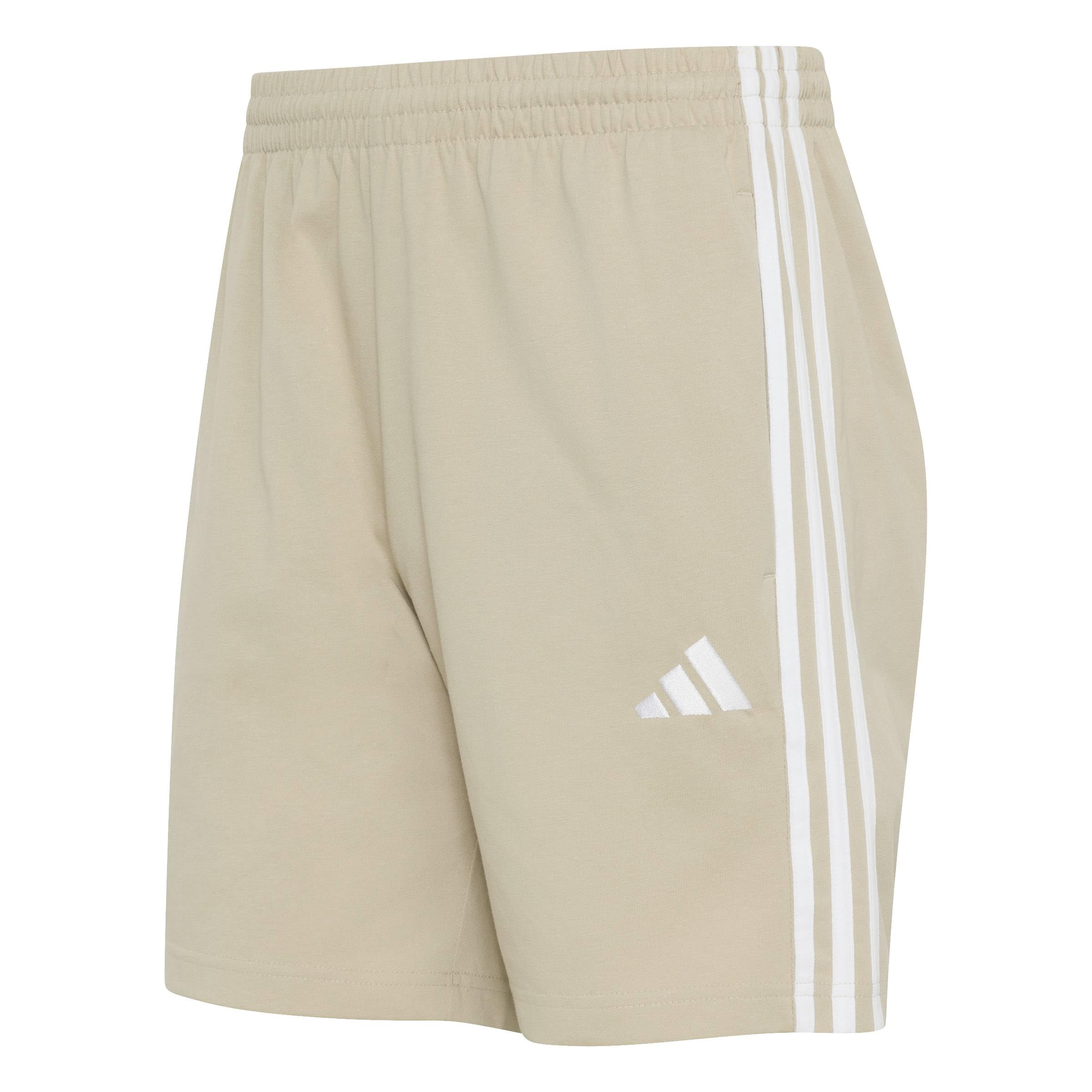 adidas Men's Essentials 3-Stripes Single Jersey Shorts, Khaki Three/White, XL