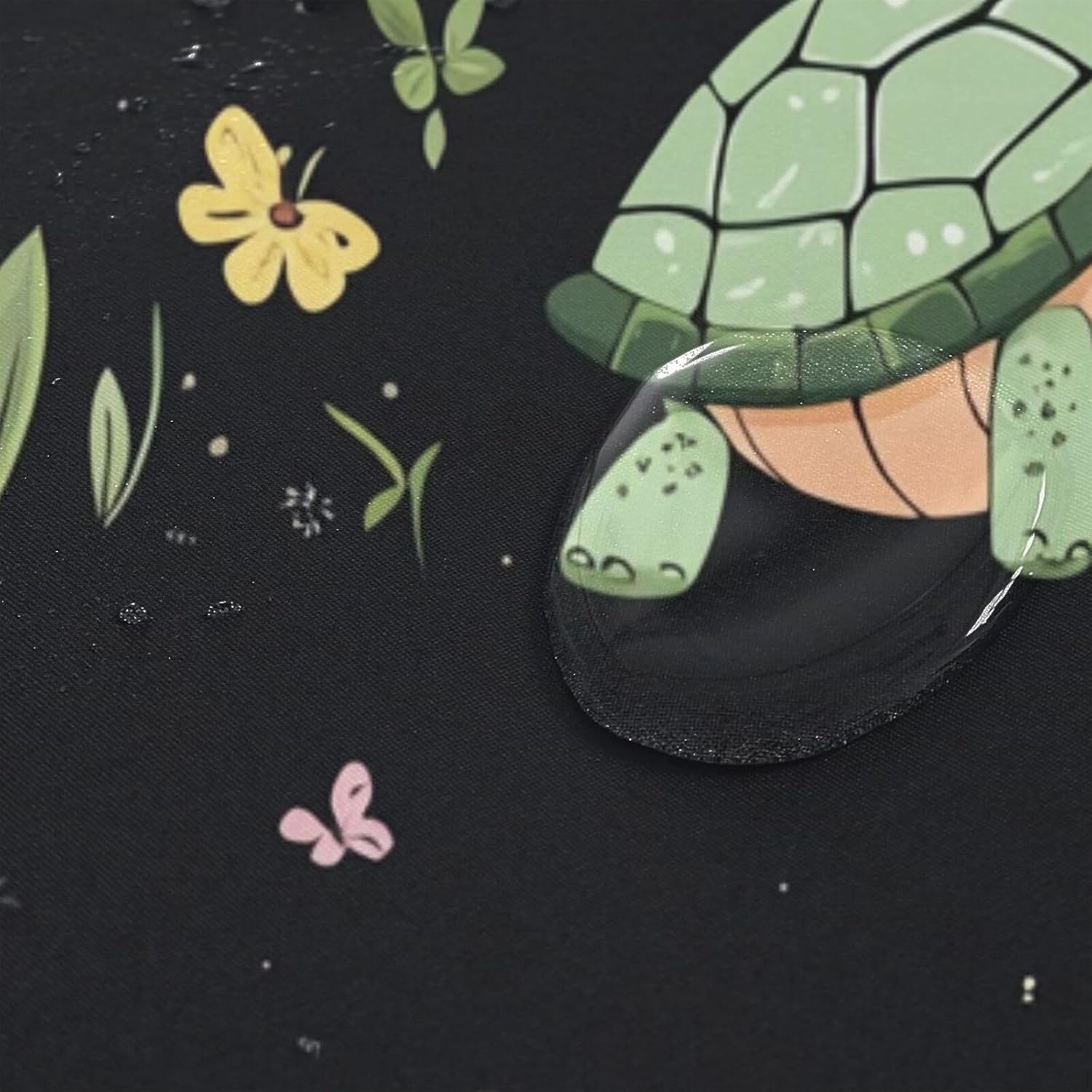 72x72 Inch Water Resistant Shower Curtain Cloth with Resistant Washable Standard Shower Curtain Liner for Bathroom Decoration Cartoon Kawaii-Style Turtle Black