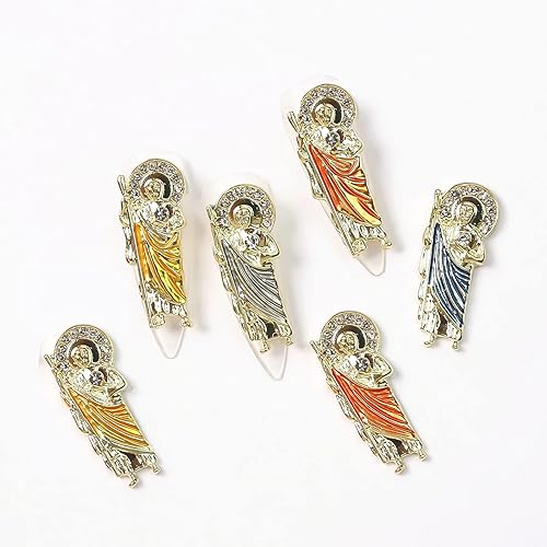 Miniatura 4 de 10 dijes de uñas de San Judas dijes de uñas dorados de San Judas para uñas acrílicas diamantes de imitación de aleación de metal 3D para mujer