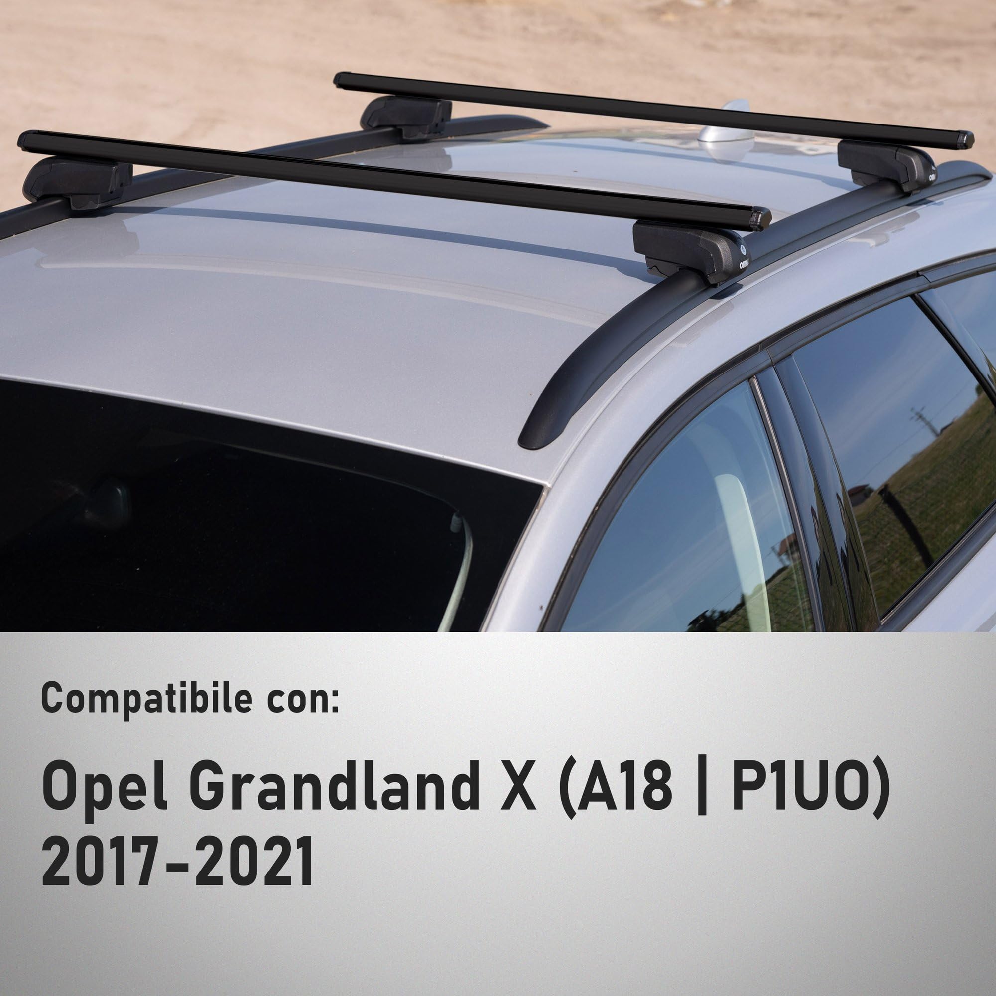 CHROMEMASTER Portapacchi da Tetto, Barre Tetto; Compatibile con Opel Grandland X 2017-2021; Per il Trasporto di Box da Tetto, Portabiciclette, Scala | Struttura Leggera e Resistente in Alluminio