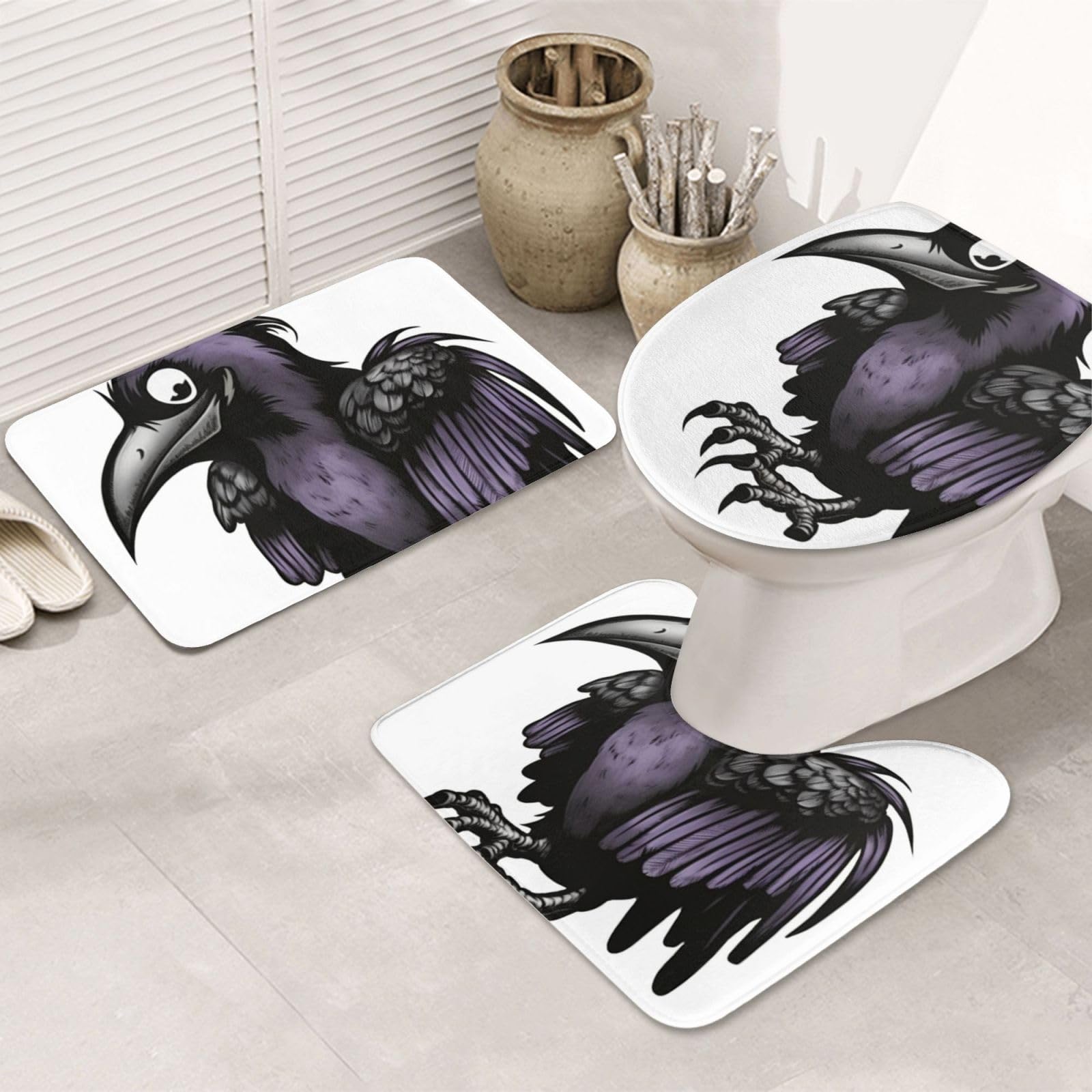 Tapis de salle de bain Ravens pour des matins confortables pieds au chaud