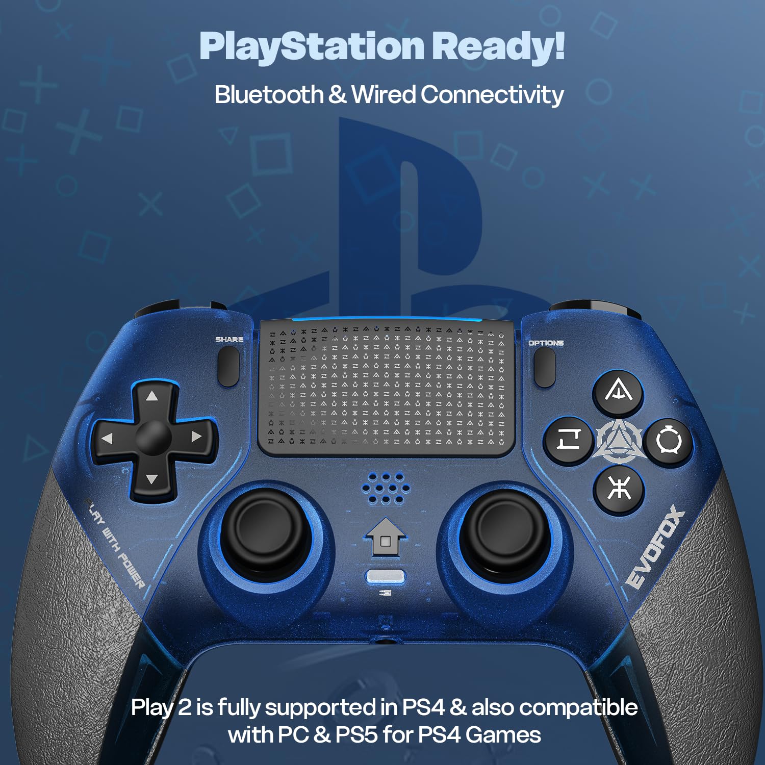 EvoFox Play 2 PS4 Controller & PS5 (PS4 Games only), Playstation 4 Controller Bluetooth & Wired with HallSense™ Magnetic Joysticks & Triggers, 1000Hz Polling, Touchpad, Built-in Speaker & 3.5mm Jack Review India 2025