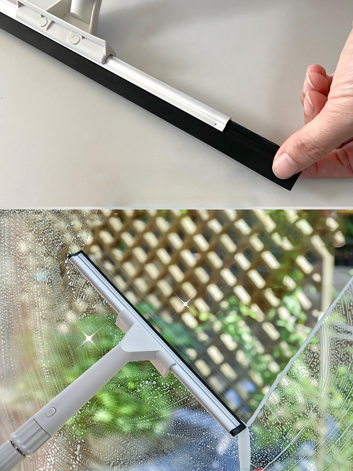 Duschabzieher Edelstahl Set, Duschwischer Doppelter Reinigungskraft Streifenfreies Abziehen für Badezimmer Glas Dusche Wasser Boden Fenster 1.2 m