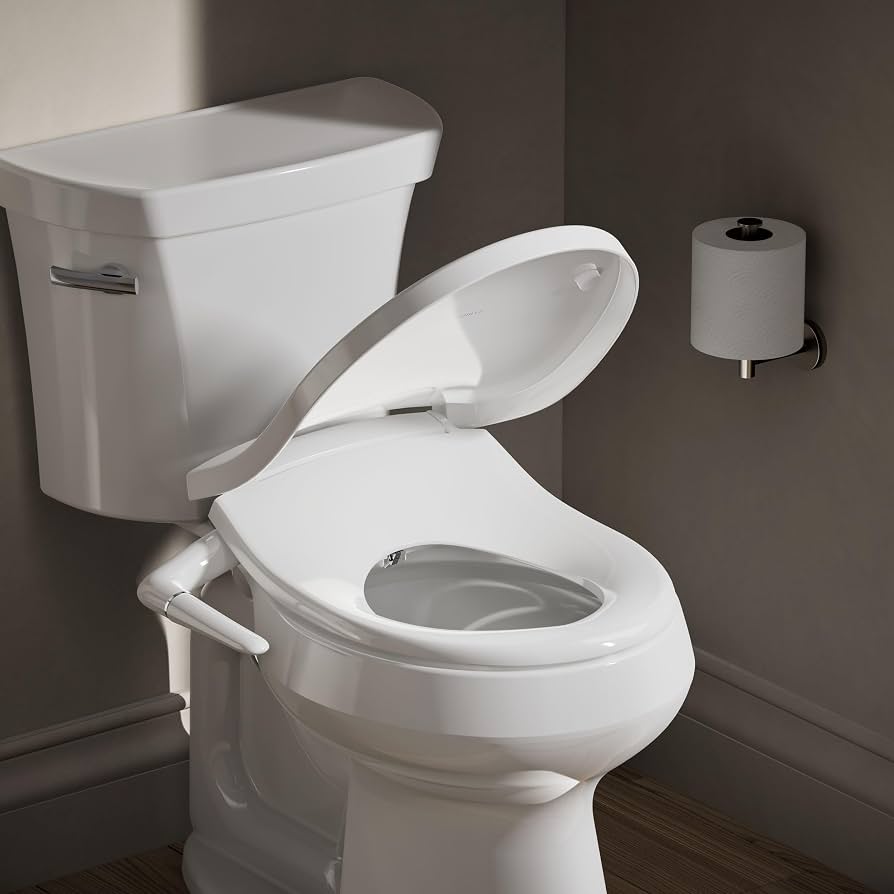 Kohler PureWash M250 Manual Round Bidet Toilet Seat, White, Quiet