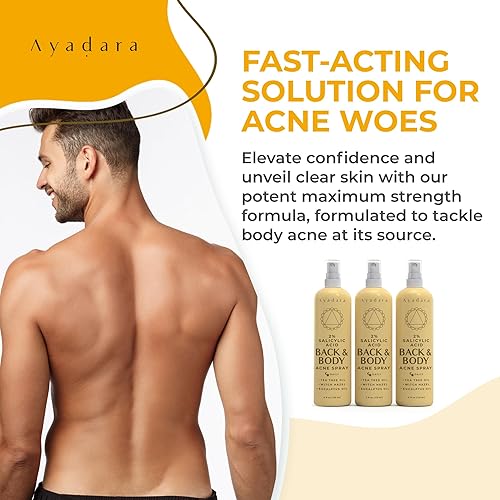 Miniatura 7 de Spray corporal para el tratamiento del acné con ácido salicílico al 2%, espray de tratamiento del acné de espalda quística, pecho de árbol de té,