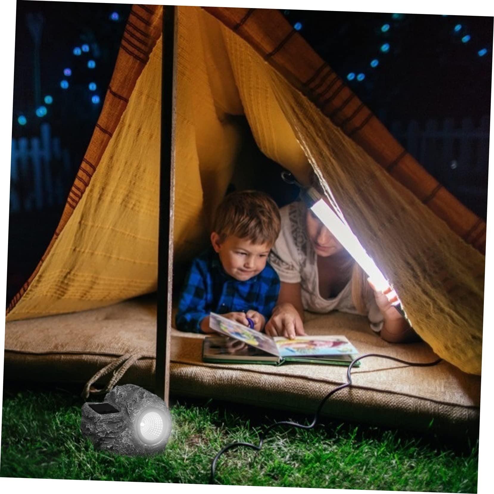 Toyvian Lampada Solare da Giardino Luce Solare per Esterno in Resina a Forma di Pietra Illuminazione Creativa LED per Aiuole e Cortili