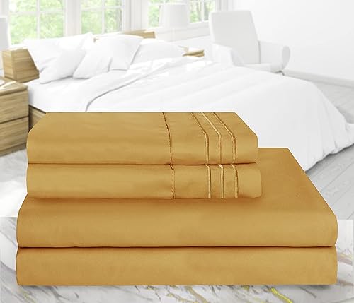 Miniatura 6 de Vacco Juego de sábanas tamaño Queen, sábanas y fundas de almohada de 4 piezas para hotel de lujo de la serie 1800, sábanas ultrasuaves,