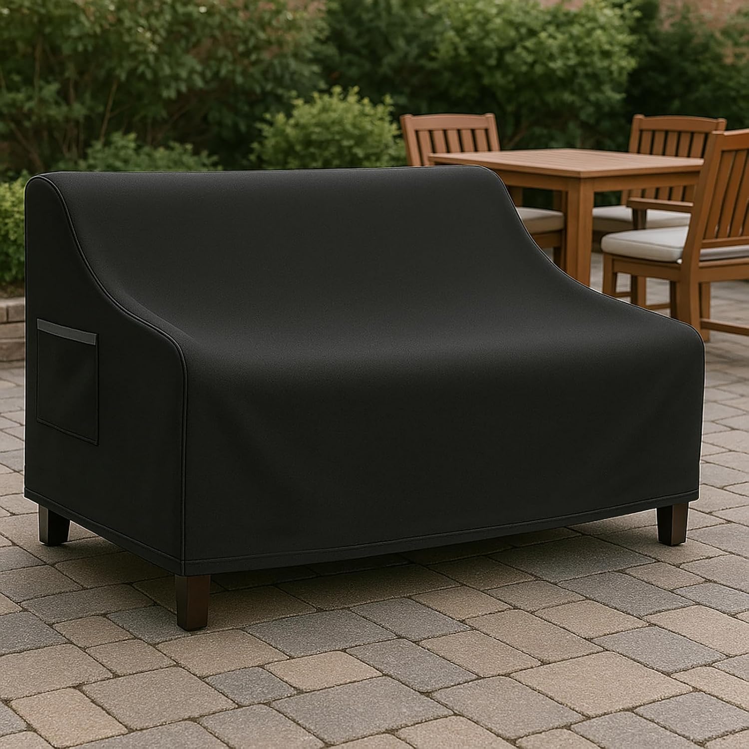 Waterproof Patio Loveseat Cover, 76W x 32.7D x 33H inches Heavy Duty 600D Weather-Resistant Outdoor Furniture Protector Black