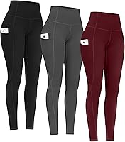 Vista 13 de PHISOCKAT Paquete de 2 pantalones de yoga de cintura alta con bolsillos, leggings de control de abdomen, leggings de yoga elásticos en 4 direcciones