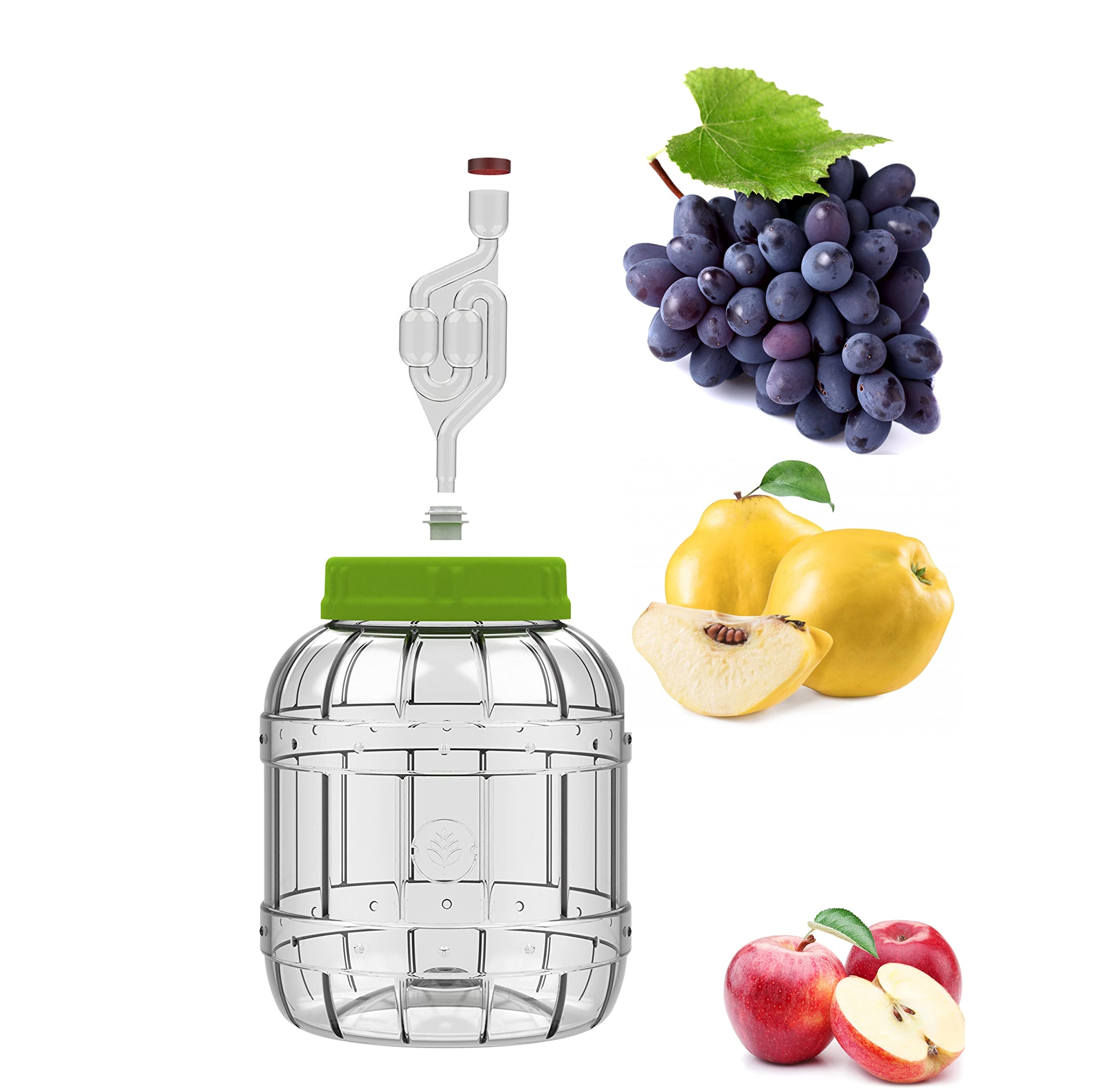 lilawelt24 3L +5L Gärbehälter aus Kunstoff Gärbehälter mit Gäraufsatz, für Wein, Bier, Maische Weck, Weinballon Gärballon Flasche