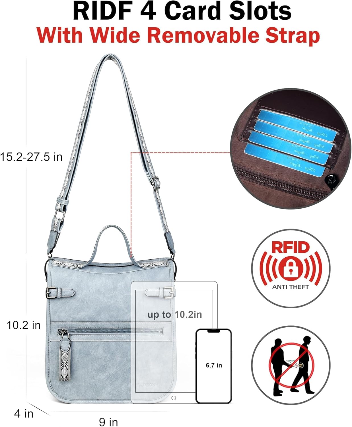 FADEON Crossbody Bags Purses for Women Designer Cross Body Shoulder Bag Purse PU Leather Top Handle Handbag Wide Strap - Image 4