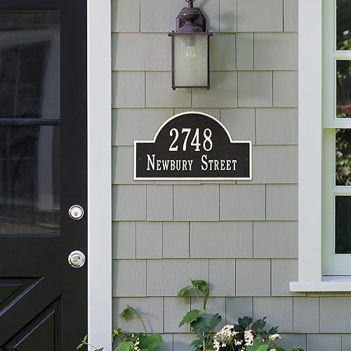 Miniatura 3 de Whitehall™ Placa de dirección personalizada de metal fundido con parte superior de arco. Fabricado en los Estados Unidos. Cuidado con las