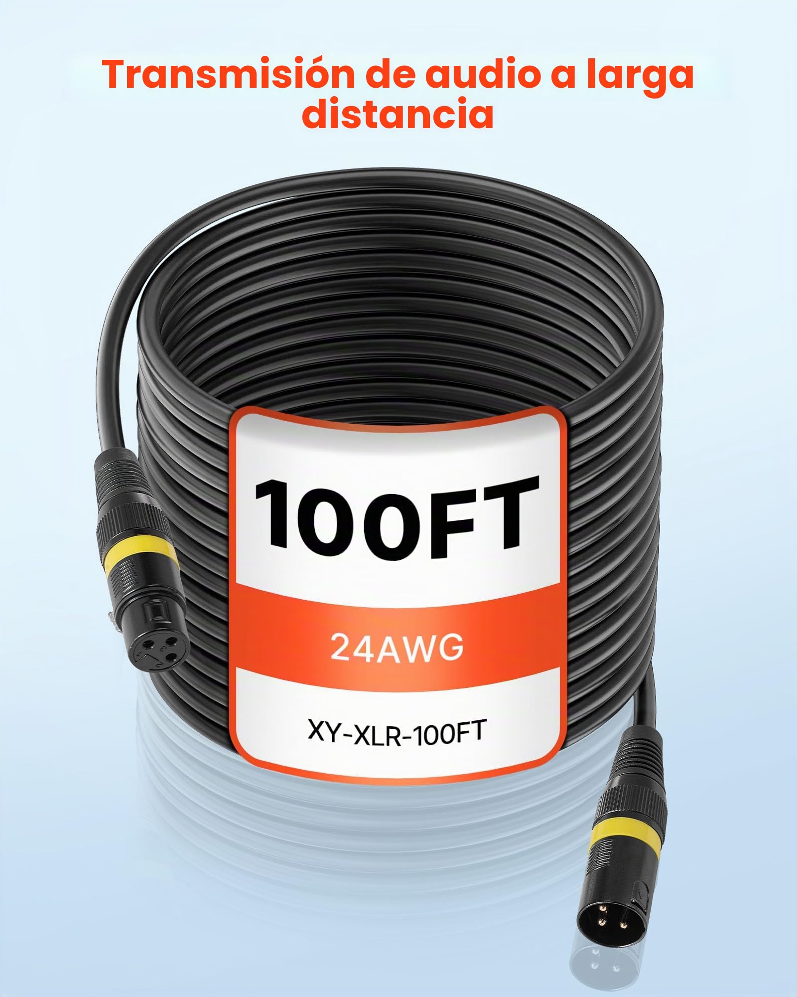 VEVOR Cable XLR 30,48 m, Cables de Micrófono DMX Balanceados Macho a Hembra, 3 Pines Chapados en Oro para Micrófono y Altavoz, para Iluminación de Escenario, Amplificadores y Mezcladores, 2 uds