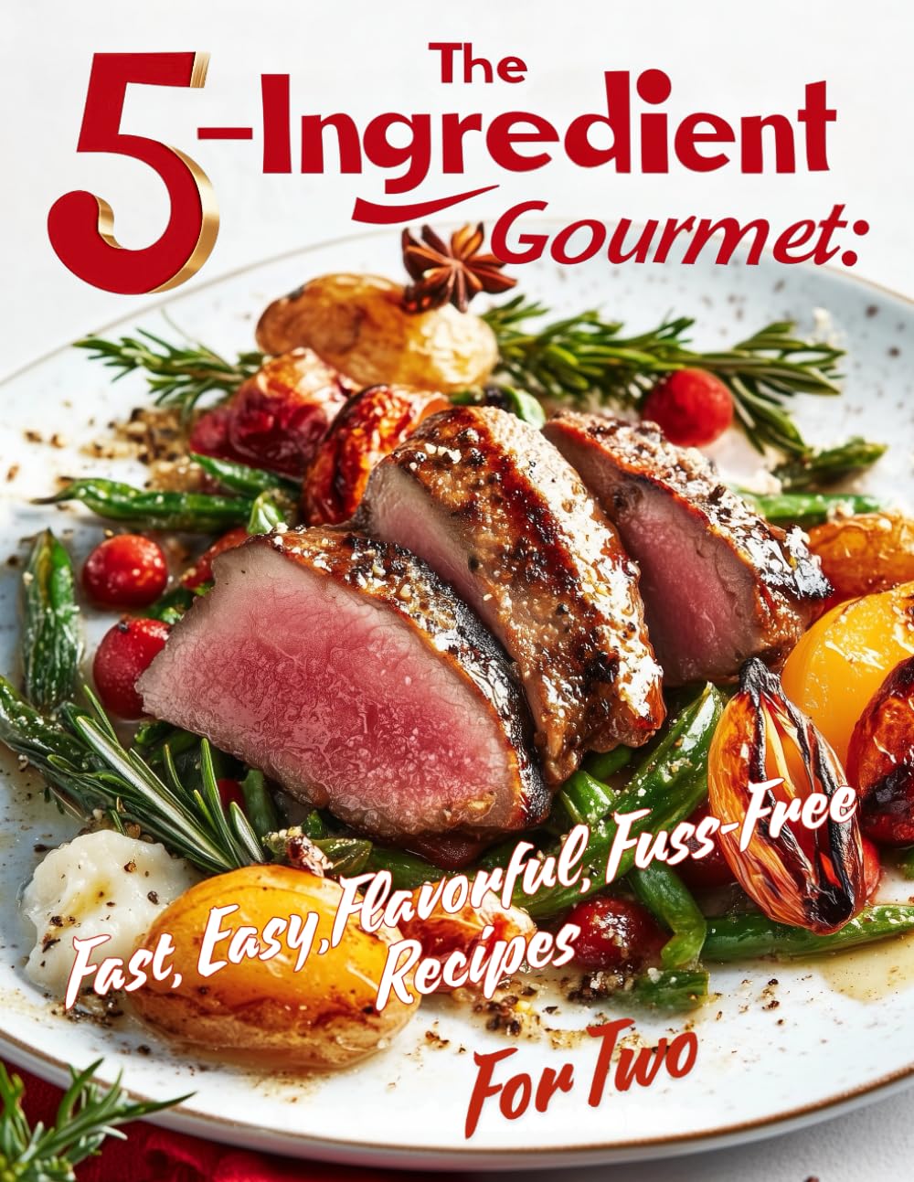 The 5-Ingredient Gourmet: Fast, Easy, Flavorful, Fuss-Free Recipes For Two: Full color, Motivational Quotes, Cookbook for beginners, busy people, teens and seniors (Happy Kitchen)