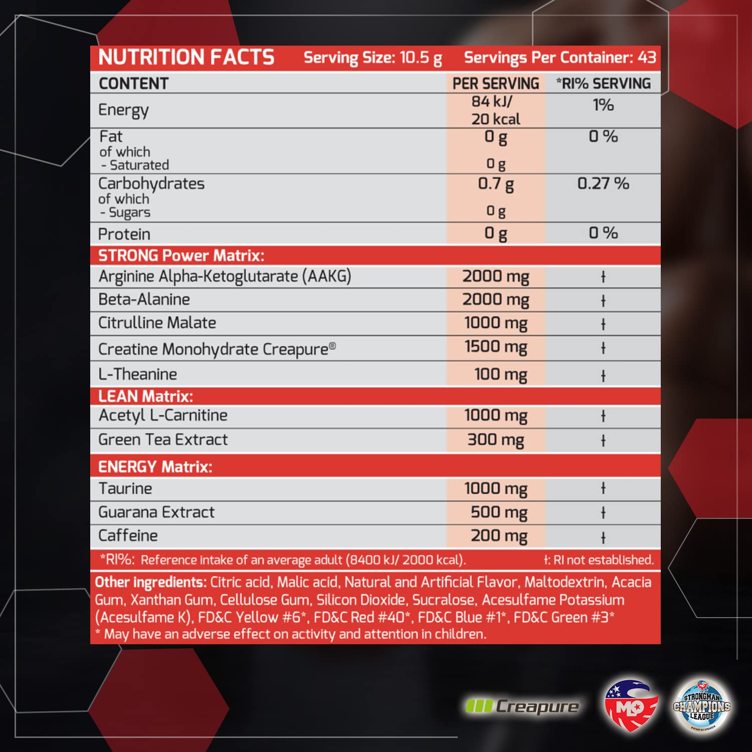 MLO Nutrition Strong 10 Pre-Workout Training Booster (Mango-Maracuja)