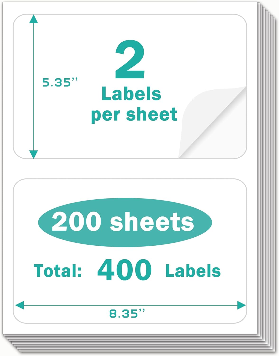 2" x 4" Premium Shipping Address Labels White Sticker Papers for Inkjet & Laser Printer Self-Adhesive Mailing Labels Writable Tags, 8.5"×11" 10 Labels per Sheet (500 Sheets, 5000 Labels)