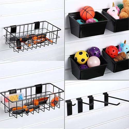 Miniatura 4 de Barydat Juego de 35 accesorios de pared de metal ventilado, incluye cestas de alambre de metal ventilado, contenedores de almacenamiento y ganchos
