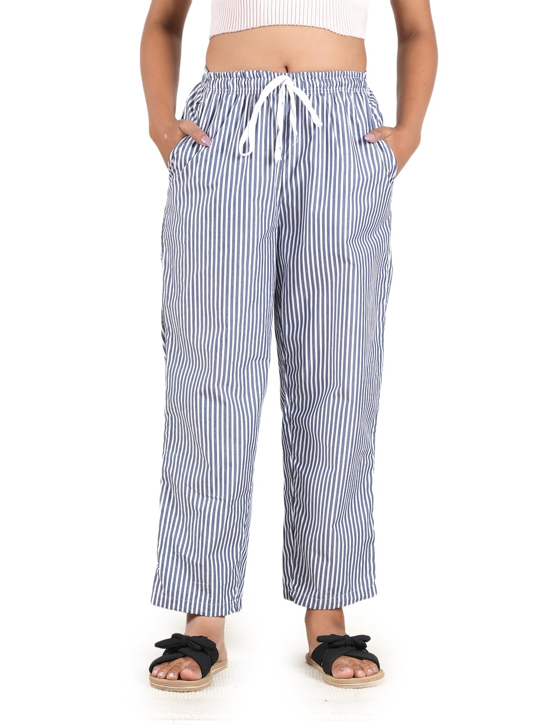 Women’s Pure Cotton Woven Pyjama | Mid Rise Relaxed Fit Elasticated Drawstring Waistband & Side Pocket | Comfortable Lounge, Sleepwear & Casual Bottom Wear(88364GREY)-picture-35