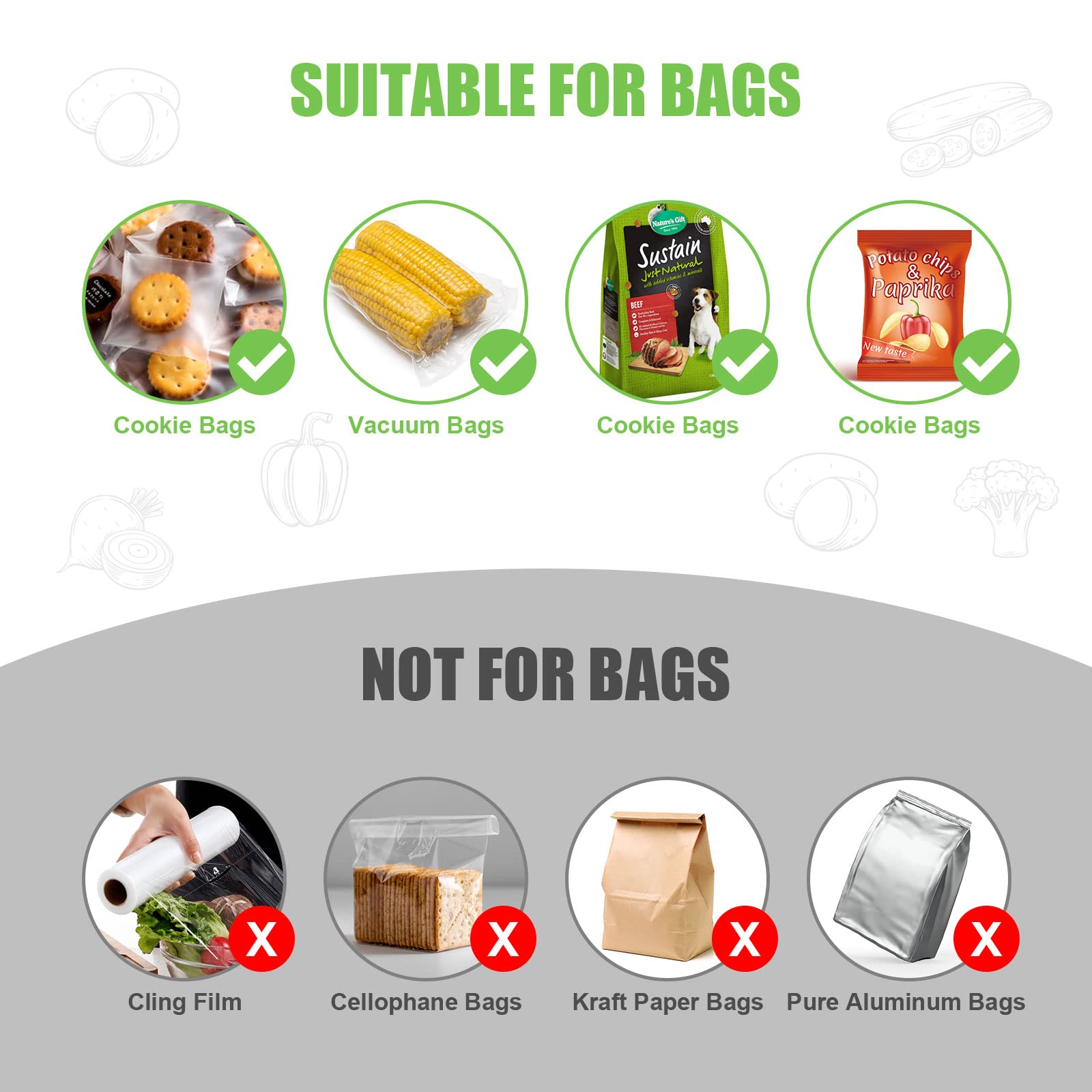 Vicloon Selladora de Bolsas,2 en 1 Sellador de Bolsas de Plastico,Portátil para Bolsas Selladoras Alimentarias,Máquina Sellado de Plástico para Sellar Bolsas