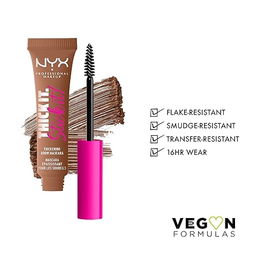 Vista 13 de NYX PROFESSIONAL MAKEUP Thick It Stick It - Máscara engrosante para cejas, gel para cejas, color morena 06 Morena