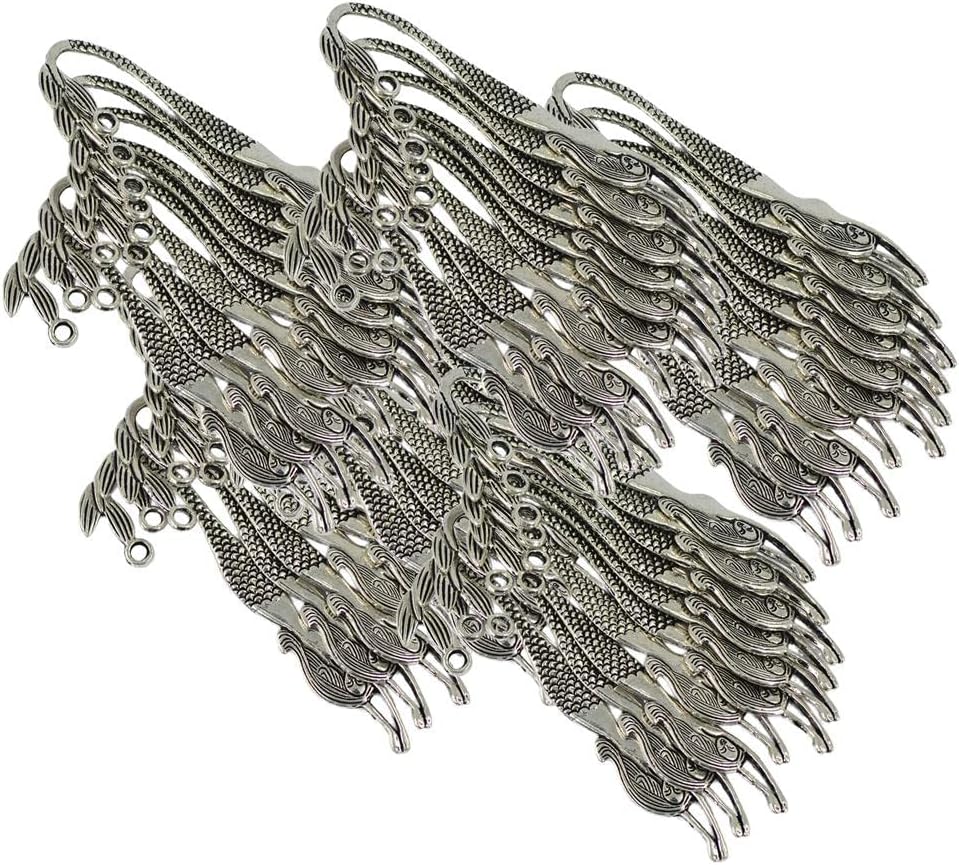 80pcs Vintage Tibetan Mermaid Bookmark with Loop F/Adults Office Reading