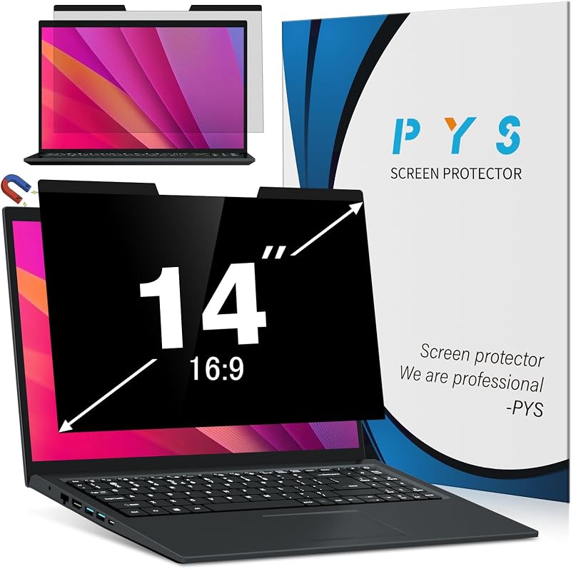 Magnetic Laptop Privacy Screen 14 Inch (16:9 Aspect) - Anti-Glare Blue Light Filter, Removable Privacy Screen Protector Compatible with HP/Dell/Acer/Lenovo/Samsung/ASUS (12.2x6.9inch/ W x H)