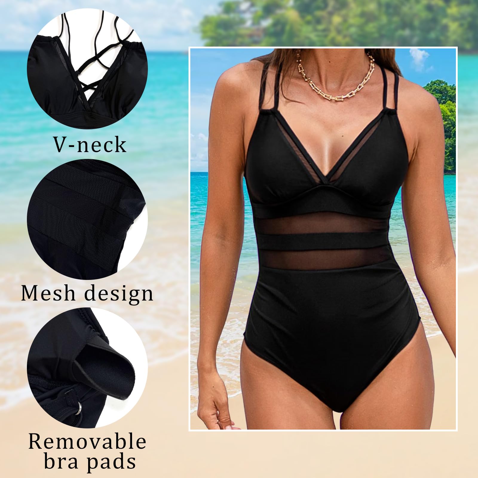 TcIFE Traje de Baño Mujer de Una Pieza con Cuello en V y Volantes Bañadores Sexy Fruncido Verano Playa Bañador Mujer Entero Control del Vientre Bikini Moda Monokini
