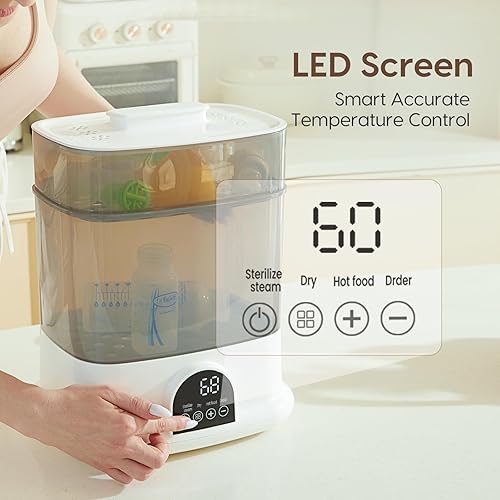 Miniatura 5 de Ester-ilizador y secadora de botellas, desinfectante eléctrico de botella de vapor de mayor tamaño, esterilizador para biberones para todos los