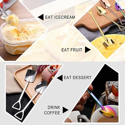 Miniatura 7 de 10 cucharas de pala de acero inoxidable, cucharas de postre reutilizables para café, té, helado, frutas, azúcar, pastel
