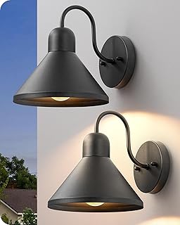 EDISHINE 8IN Gooseneck Barn Outdoor Wall Light, Farmhouse Porch Light