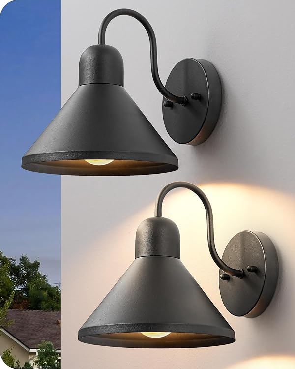 EDISHINE 8IN Gooseneck Barn Outdoor Wall Light, Farmhouse Porch Light by EDISHINE - Used condition - US$38.90