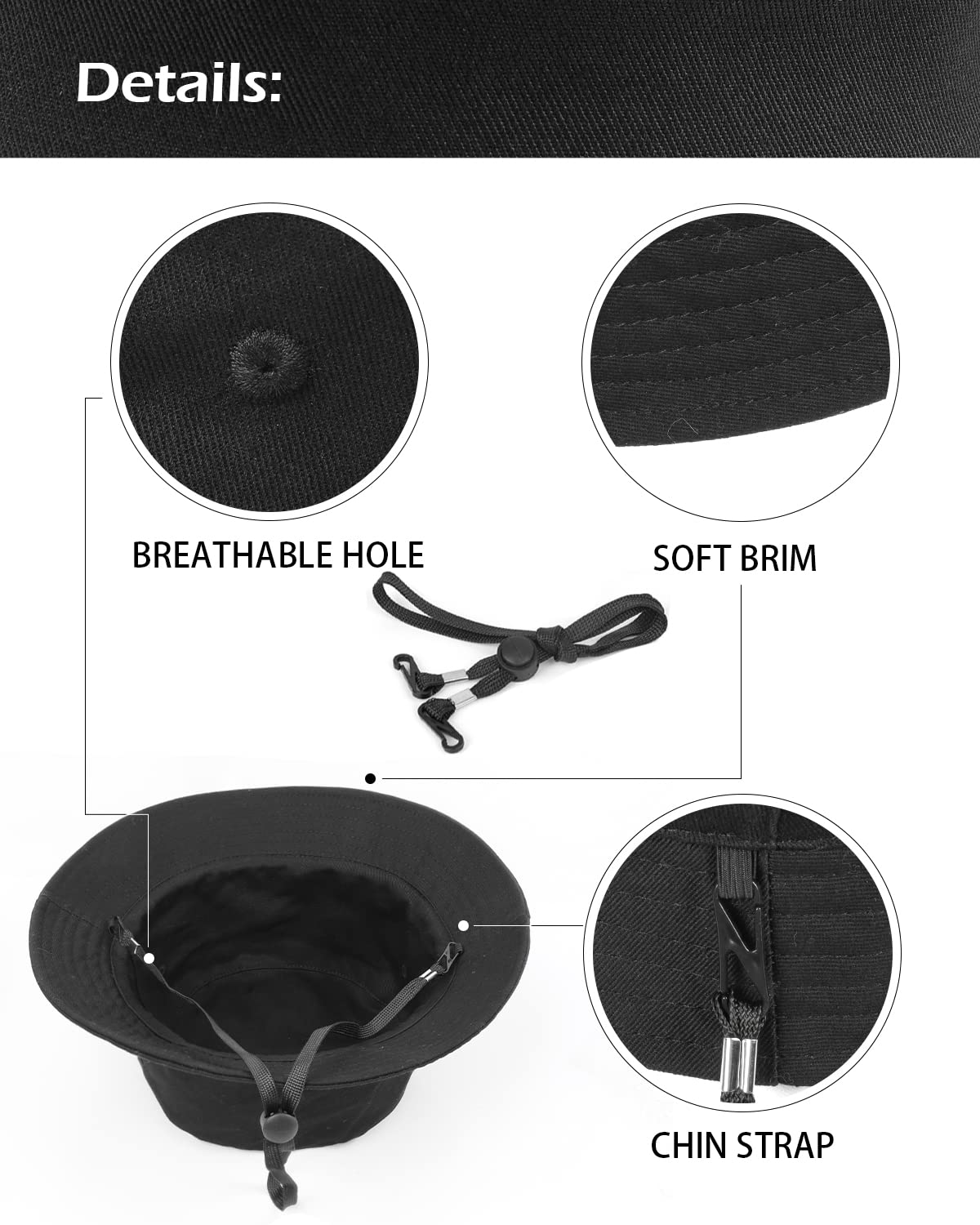 Feng Shui， Sombreros para el Sol L/XL/XX-Large,Sombreros de Pesca Reversibles Grandes,Sombrero de Pescador con protección UV de Doble Cara para Golf, Senderismo al Aire Libre