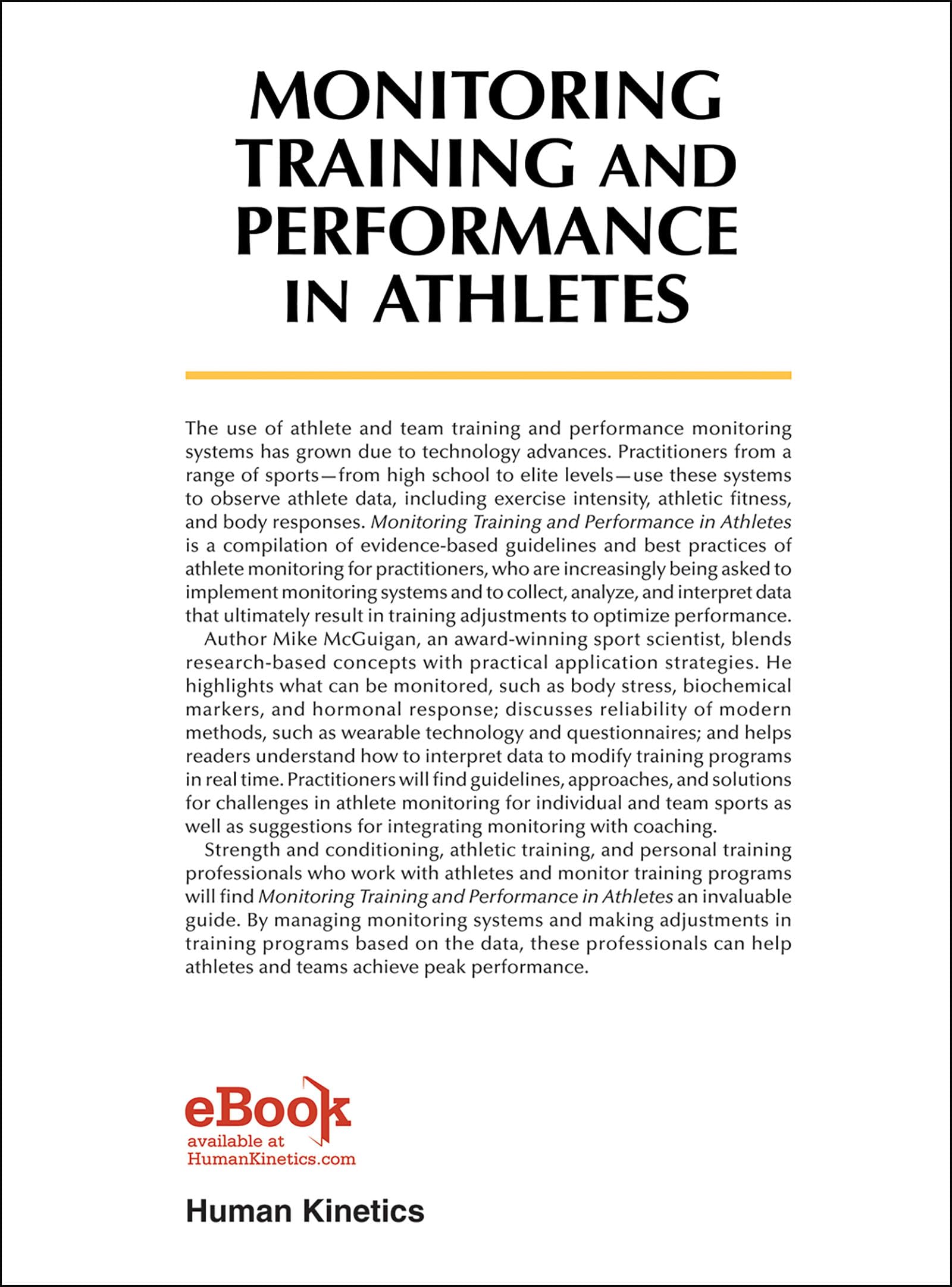 Monitoring Training and Performance in Athletes