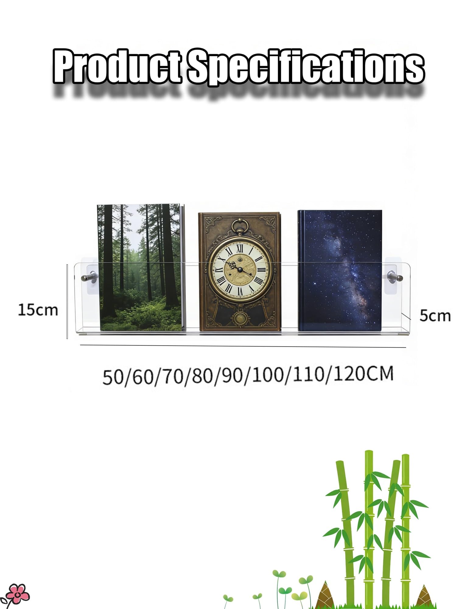 Moderno portariviste in acrilico, da parete, 50-120 cm, porta documenti per casa, ufficio, soggiorno | Punzonatrice, 120 cm