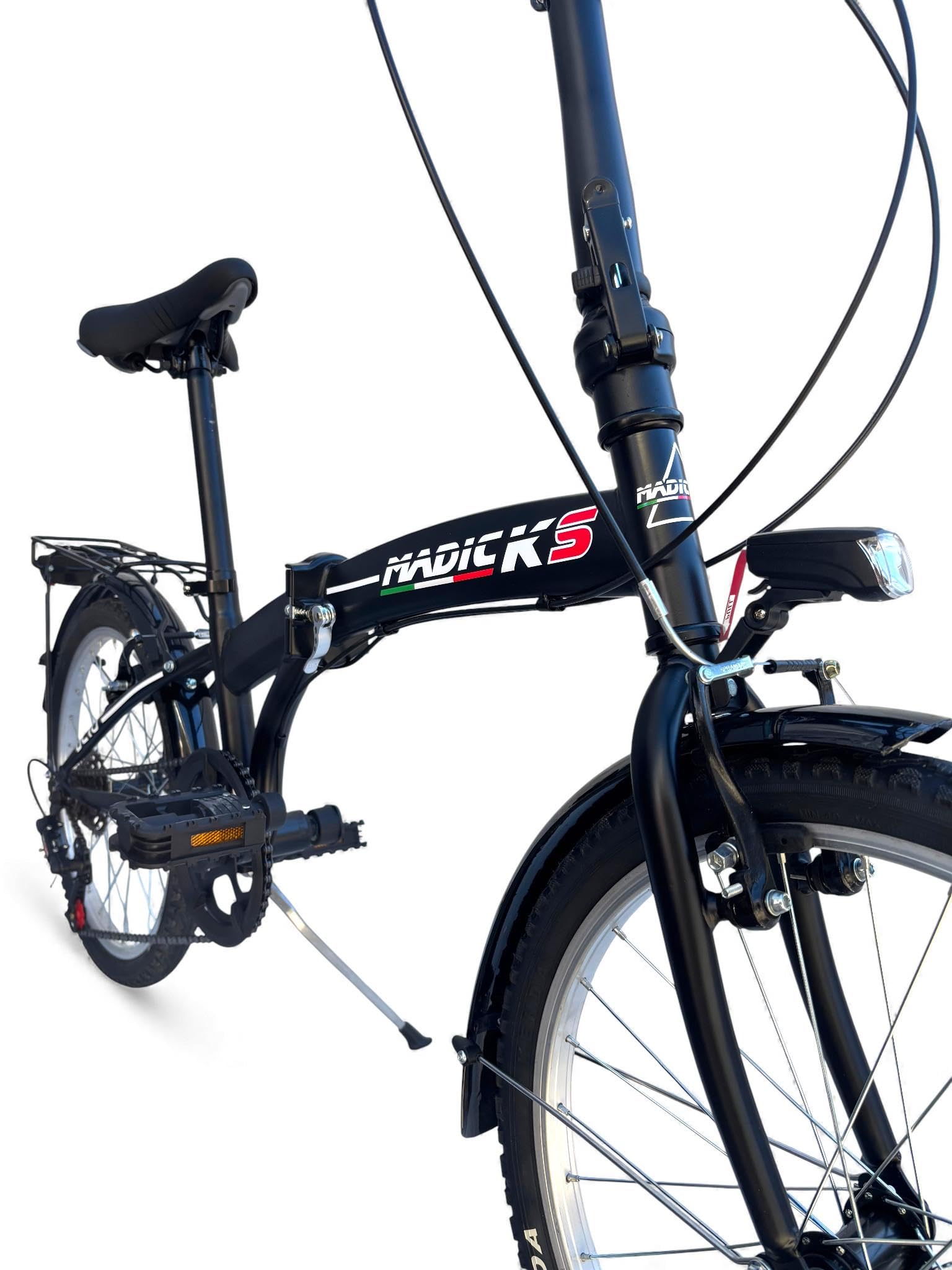 MADICKS Bicicletta Pieghevole 20" Folding Nera · City Bike Unisex con Cambio 6 Velocità · Telaio Robusto · Design Made in Italy · Comoda e Pratica per Uso Urbano